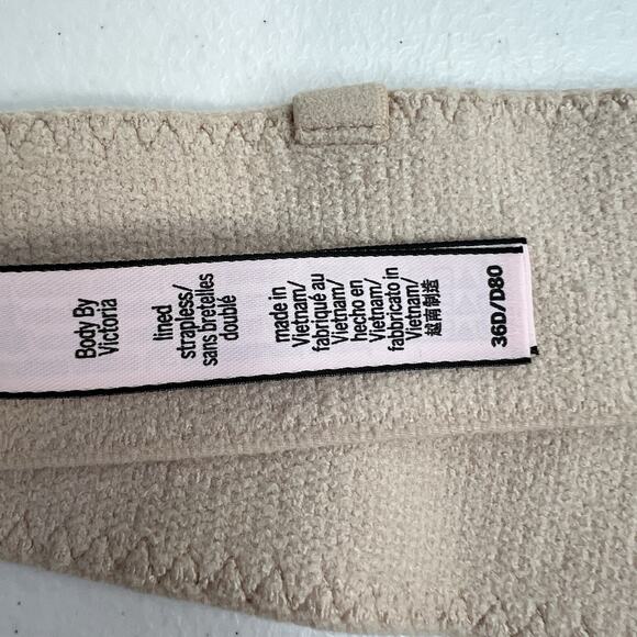 Victoria's Secret 36D Bra Lined Strapless Underwire Beige NO STRAPS Seamless - Picture 11 of 15